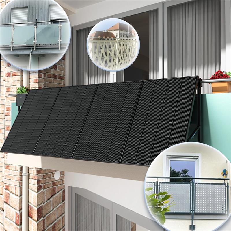 SUNSHARE Balkon mit Schild Balkonkraftwerk 800W mit 10m AC Kabel & 600W Solarmodule
