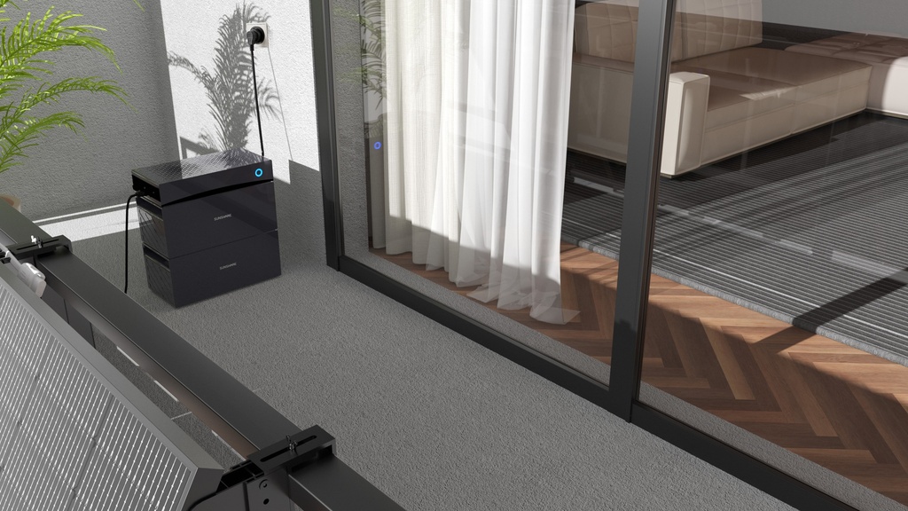 SUNSHARE Balkonkraftwerk Geländerbalkon/Balkon mit Schild 1200W