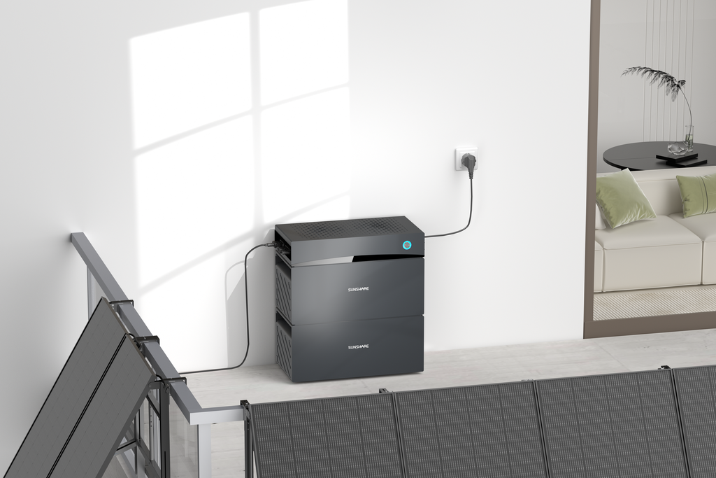 SUNSHARE Balkonkraftwerk Geländerbalkon/Balkon mit Schild 800W