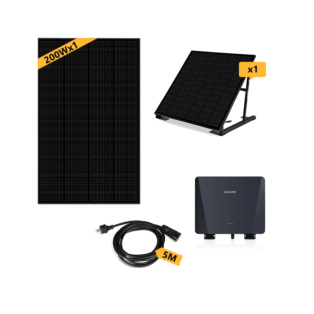 SUNSHARE Garten Balkonkraftwerk 800W mit 5m AC Kabel & 200W Solarmodul