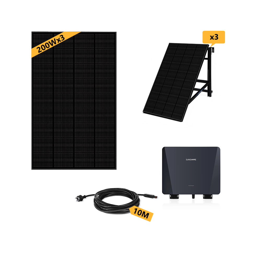 SUNSHARE Geländer Balkonkraftwerk 800W mit 10m AC Kabel & 600W Solarmodule