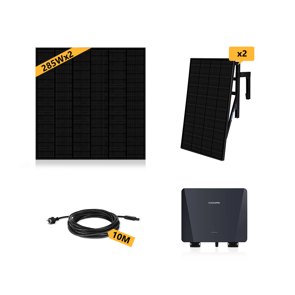 SUNSHARE Beton Balkonkraftwerk 855W mit 10m AC Kabel & 570W Solarmodule