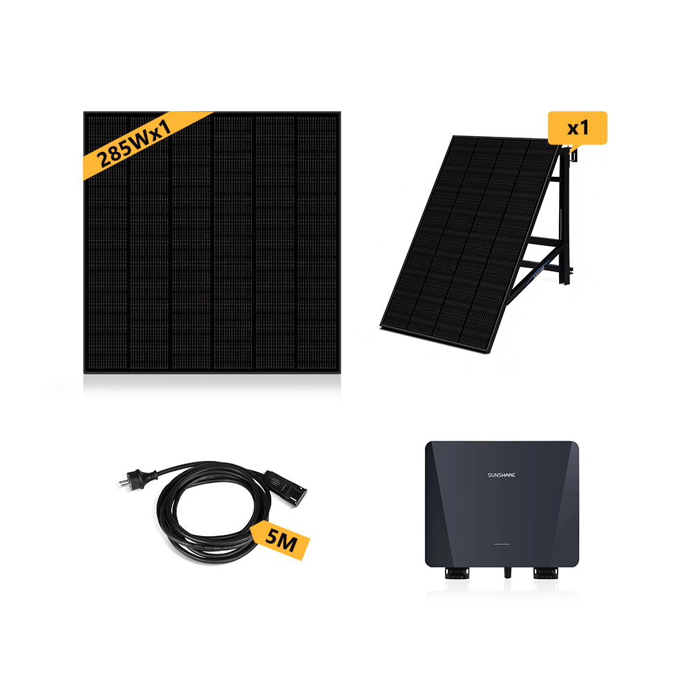 SUNSHARE Geländer Balkonkraftwerk 855W mit 5m AC Kabel & 285W Solarmodul