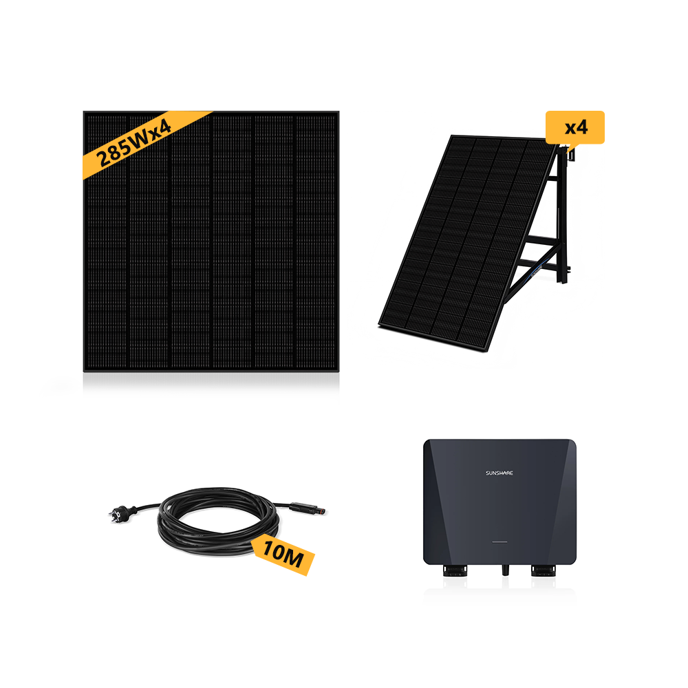 SUNSHARE Geländer Balkonkraftwerk 855W mit 10m AC Kabel & 1140W Solarmodule