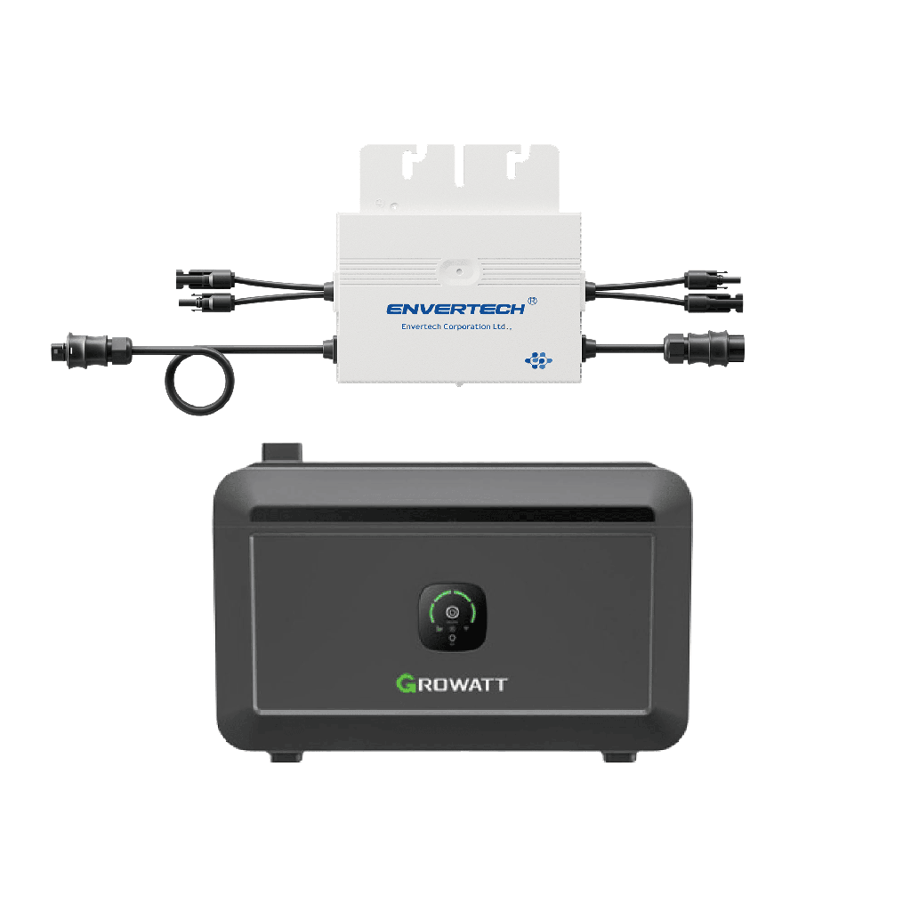 Balkonkraftwerk Envertech EVT800 Mikrowechselrichter inkl. Wifi Funktion &Growatt NOAH2000 2048Wh Batterie