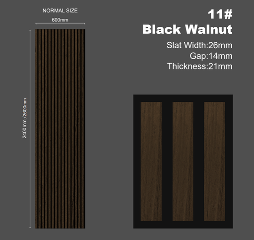 [SAN-HLA-001] SS Holz-Lamellen Akustikpaneel (PET) Schwarz 240*60 cm