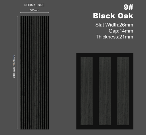 [SAN-HLA-010] SS Holz-Lamellen Akustikpaneel (PET) Black Oak 60*60 cm