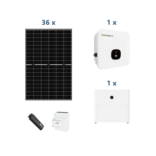 [0179000134P] Growatt Solaranlage mit Stromspeicher MOD10KTL3-XH BP 10kw Hybridwechselrichter 3-phasig (2.0 Version) mit APX 5.0P Solarspeicher 5kWh und Sunova 440W Solarmodulen* 36 Stück (mit P2)